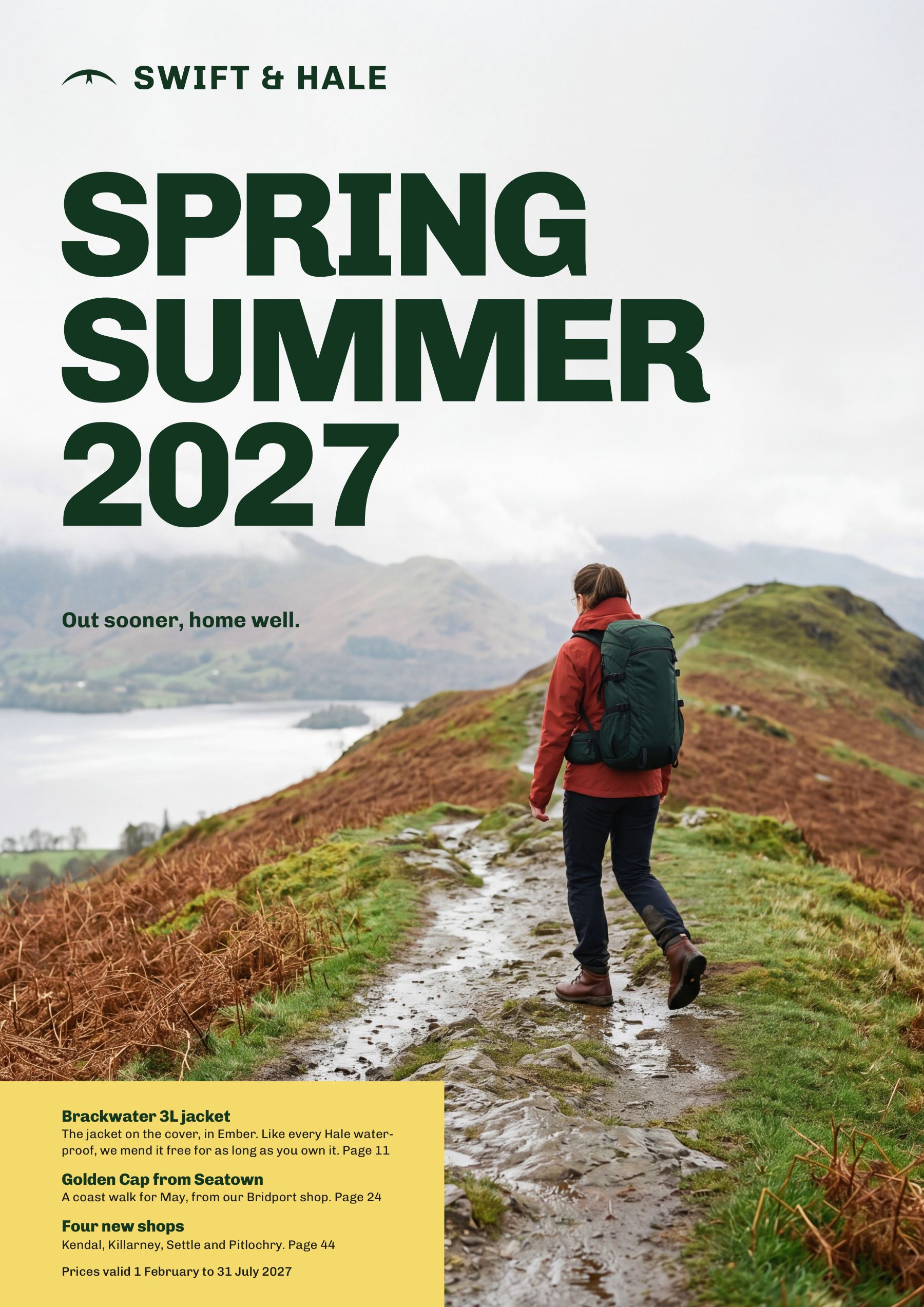 The catalogue cover: a walker in a red jacket on a Lake District ridge, under the words Spring Summer 2027